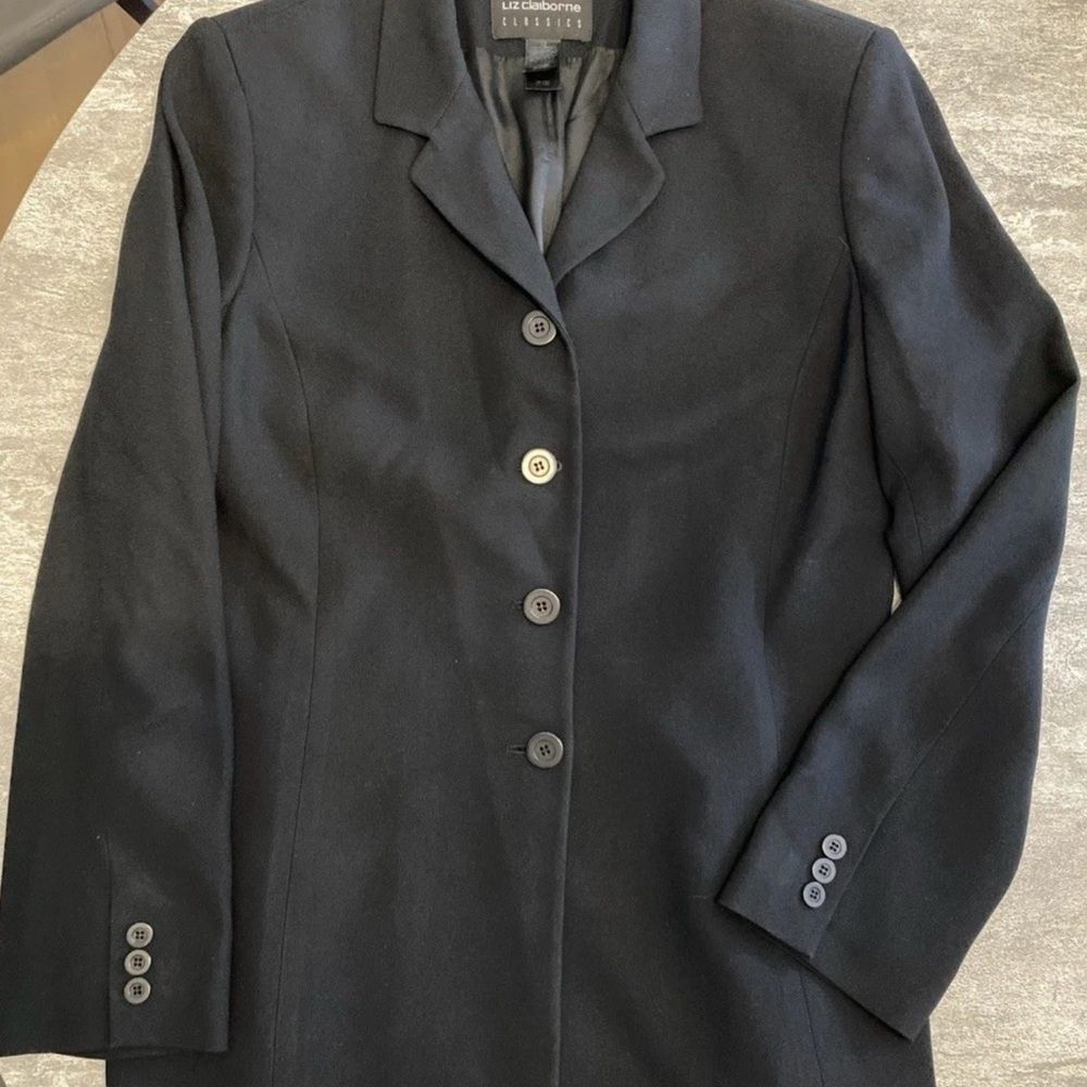 Vintage Liz Claiborne Classics Black Blazer Jacket Four-Button Size 12